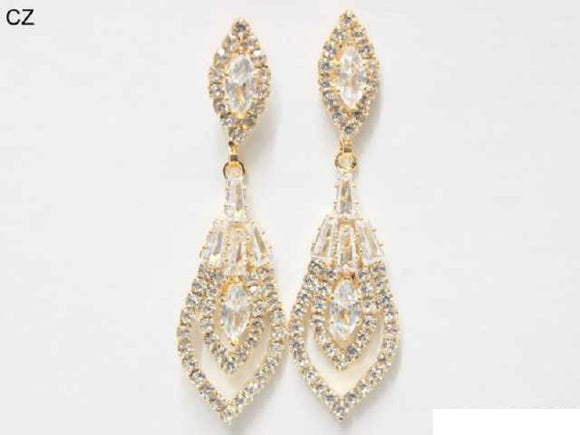 GOLD CLEAR CZ STONES EARRINGS ( 6857 GCRY )