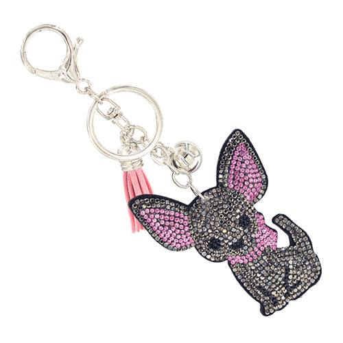 RM Hematite Pink Puffy Chihuahua Keychain