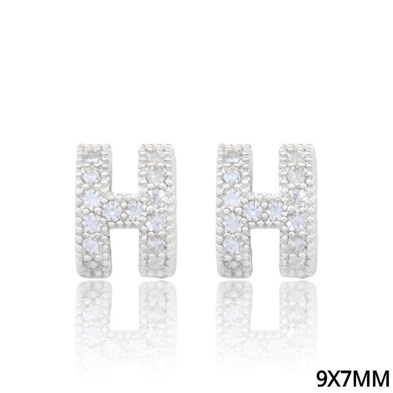 Round H letter Stud store earrings