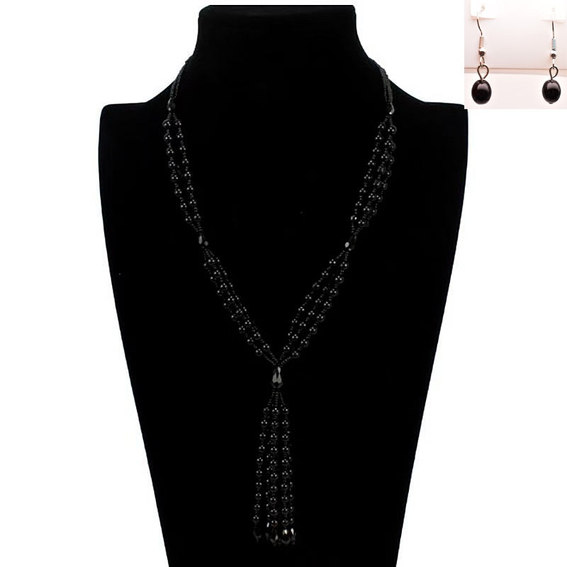 BLACK FASHION PEARL NECKLACE SET ( 1565 BK ) – Ohmyjewelry.com