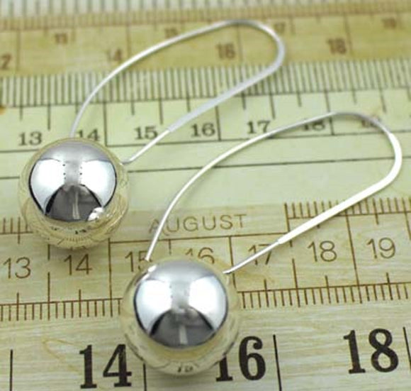 SILVER  Hook Earrings with Dangling Ball ( 162 S-M )
