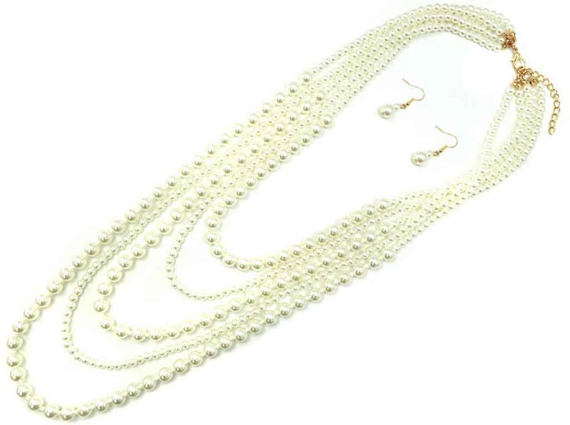 GOLD CREAM PEARL NECKLACE SET ( 7981 GDCRP ) – Ohmyjewelry.com