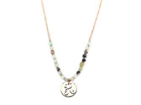 Monogram Necklace with Semi-Precious Stone