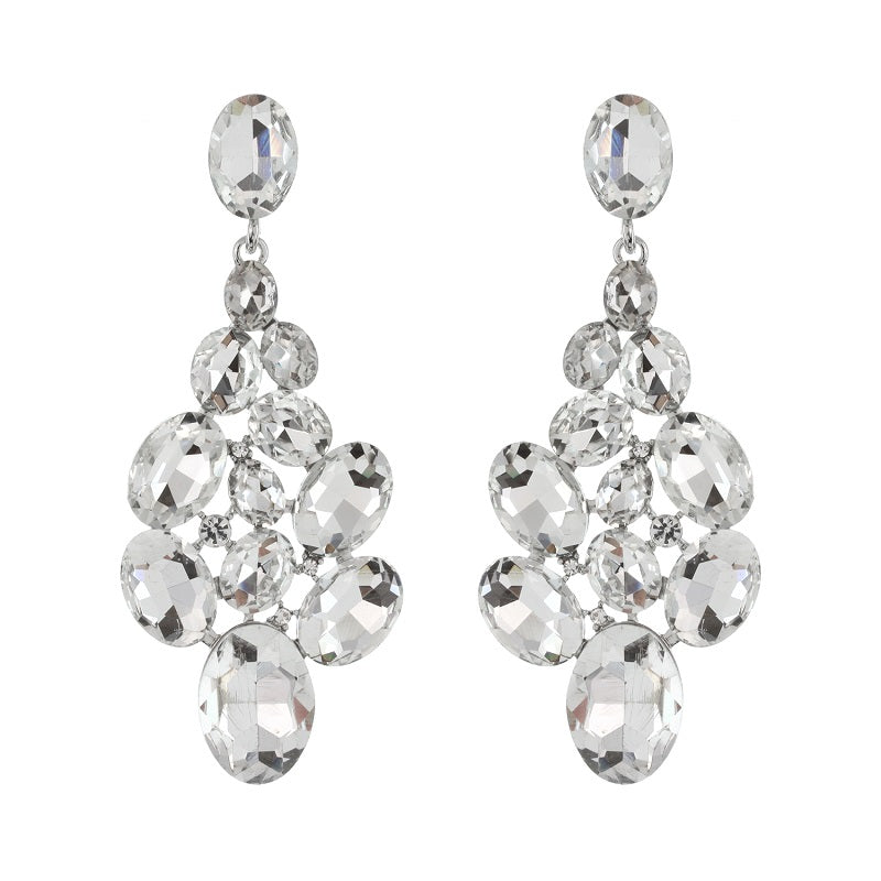 SILVER EARRINGS CLEAR EARRINGS ( 630 RCL )