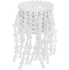 Multi Layered WHITE Pearl Fringe Stretch Statement Bracelet ( 013 RWH )