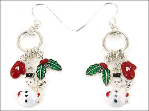 SILVER DANGLING CHRISTMAS CHARM EARRINGS ( 0149 MASMX )