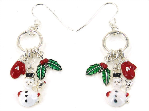 SILVER DANGLING CHRISTMAS CHARM EARRINGS ( 0149 MASMX )