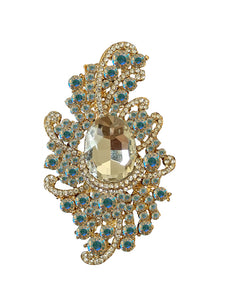 GOLD BROOCH AB STONES ( 06244 GAB )