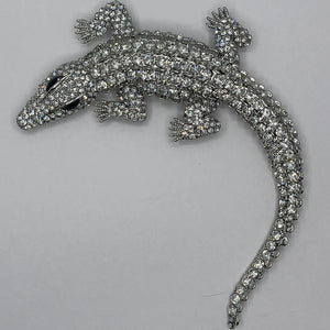 Silver Clear Crocodile Brooch ( 06753 )