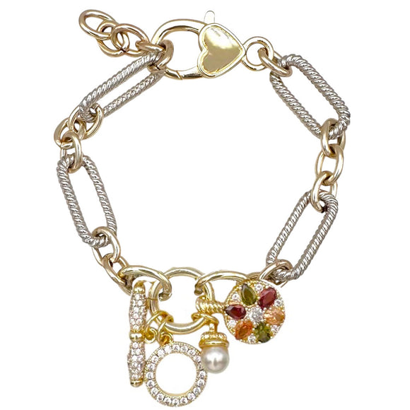 14K GOLD PLATED BRACELET CZ STONES ( 1038 B )