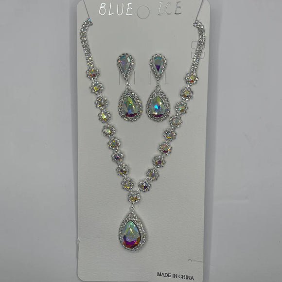 Silver AB Necklace Set ( 10898 AB )