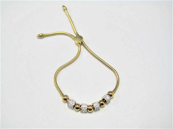 GOLD BEADS CLEAR STONES BRACELET ( 782 G )