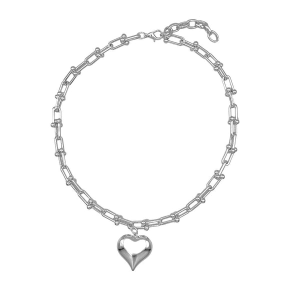 SILVER HEART CHARM NECKLACE ( 1121 X )