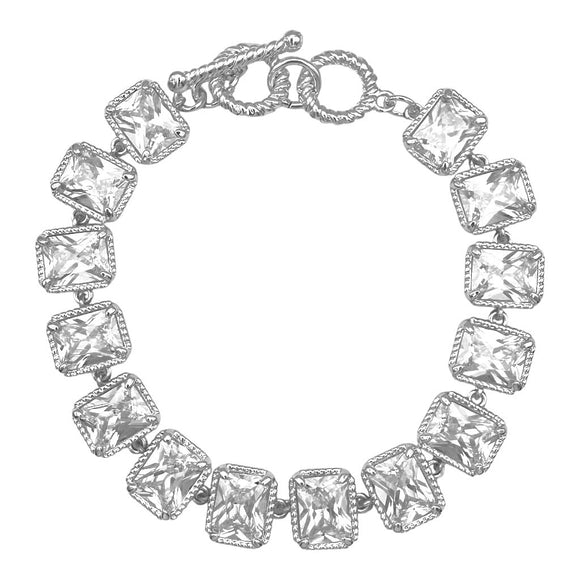 14K SILVER BRACELET CLEAR STONES ( 1122 BXC )