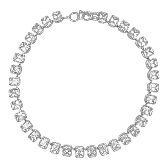 14K SILVER NECKLACE CLEAR ( 1122 XC )