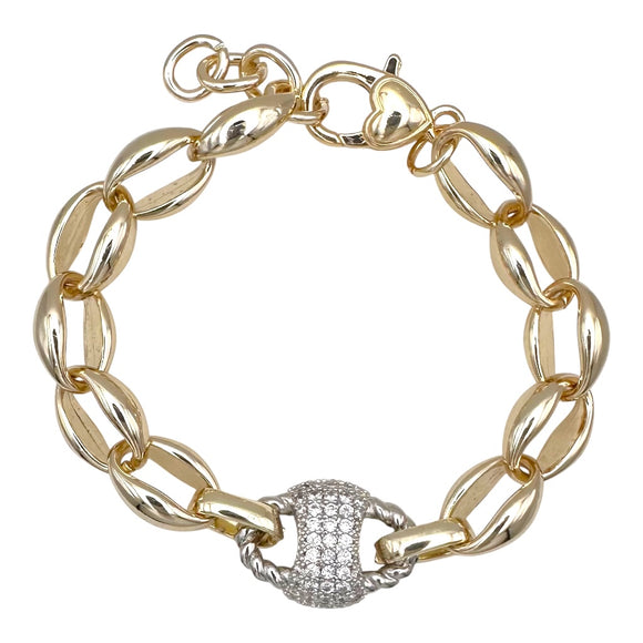 14K GOLD PLATED BRACELET CLEAR CZ STONES ( 1128 B )