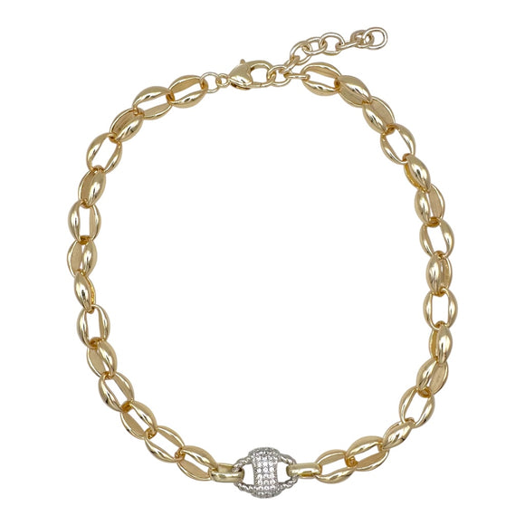 14K GOLD PLATED NECKLACE CLEAR CZ STONES ( 1128 )