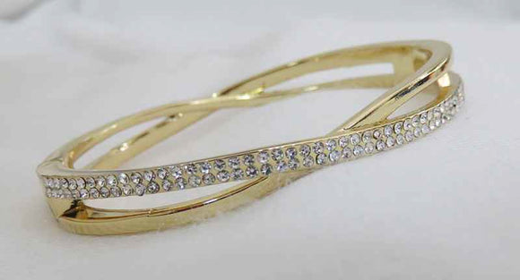 GOLD BANGLE CLEAR STONES ( 820 G )