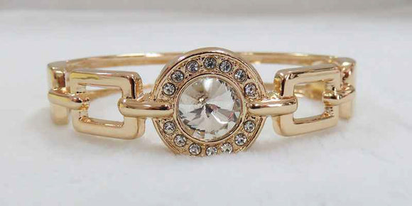 GOLD BANGLE CLEAR STONES LINK DESIGN ( 827 GCL )