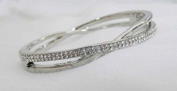 SILVER BANGLE CLEAR STONES ( 820 S )