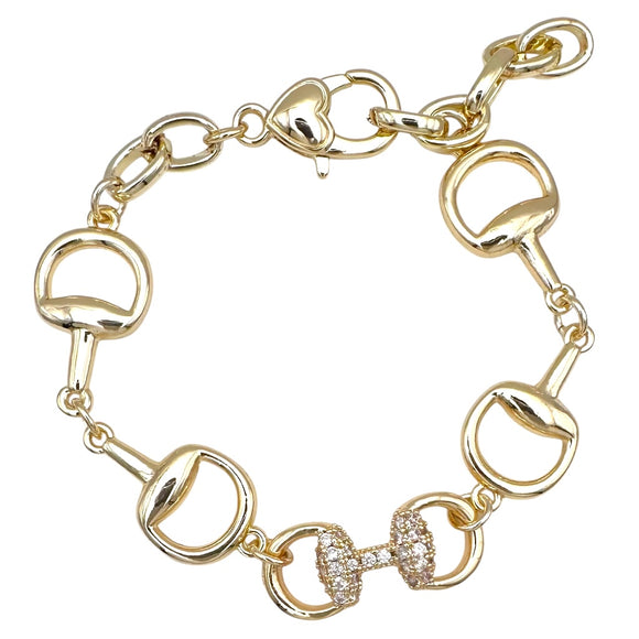 GOLD BRACELET HORSEBIT CZ STONES ( 1224 BG )