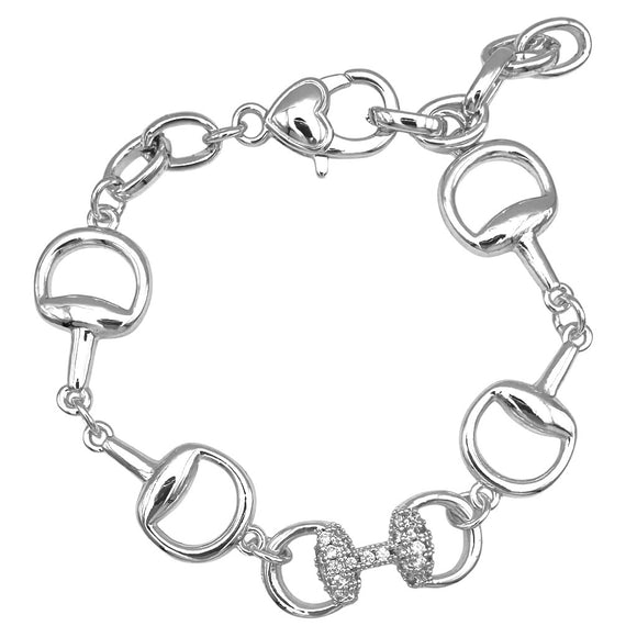 SILVER BRACELET HORSEBIT CZ STONES ( 1224 BX )