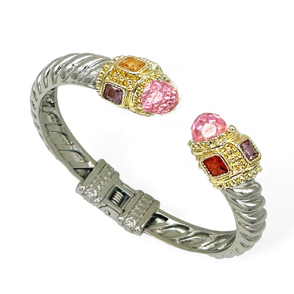 SILVER GOLD CUFF BANGLE ROSE ( 1230 BRO )