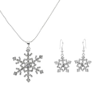 SILVER RHINESTONE SNOWFLAKE NECKLACE SET ( 12870 X )