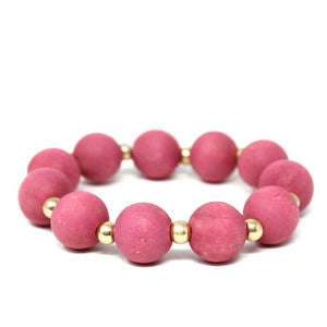 Worn Gold Fuchsia Stretch Bracelet ( 2278 WGFU )