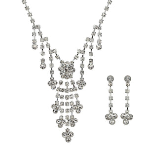 SILVER NECKLACE SET CLEAR STONES ( 13100 CRS )