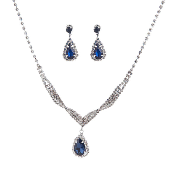 SILVER NECKLACE Montana Blue CLEAR STONES ( 15494 MO-S )