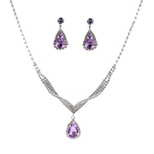 SILVER NECKLACE Violet Clear STONES ( 15494 VI-S )