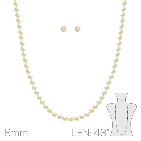 BEIGE PEARL NECKLACE SET ( 15642 48BE )