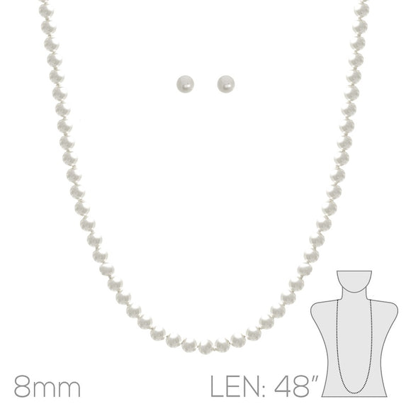 WHITE PEARL NECKLACE SET ( 15642 48WH )
