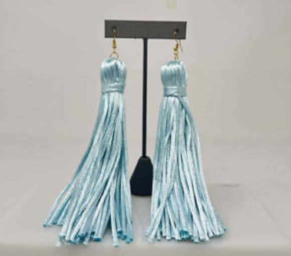 Light Blue Tassel Earrings ( 0026 GLBLU )