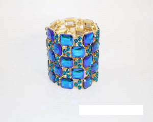 Gold Blue AB STRETCH BRACELET ( 1127 GBLAB )