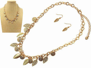 GOLD LEAF NECKLACE SET ( 8284 GD )