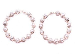 60 MM GOLD HOOP EARRINGS CREAM PEARLS ( 17166 GCR )