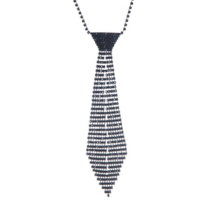 BLACK TIE NECKLACE BLACK STONES ( 17290 JT-JT )