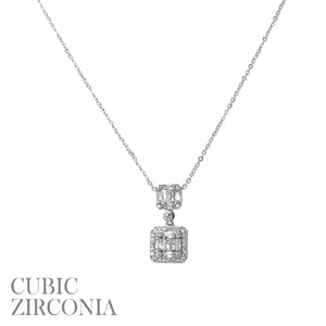 SILVER NECKLACE CZ CUBIC ZIRCONIA STONES ( 18348 CRR )