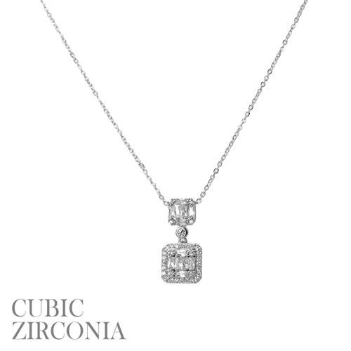 SILVER NECKLACE CZ CUBIC ZIRCONIA STONES ( 18348 CRR )