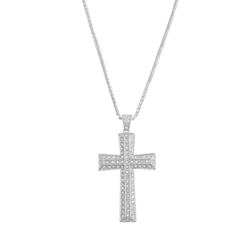 SILVER CROSS NECKLACE ( 18389 CRR )