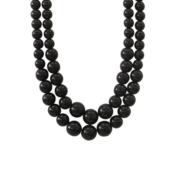 BLACK DOUBLE PEARL NECKLACE ( 18436 JTBN )