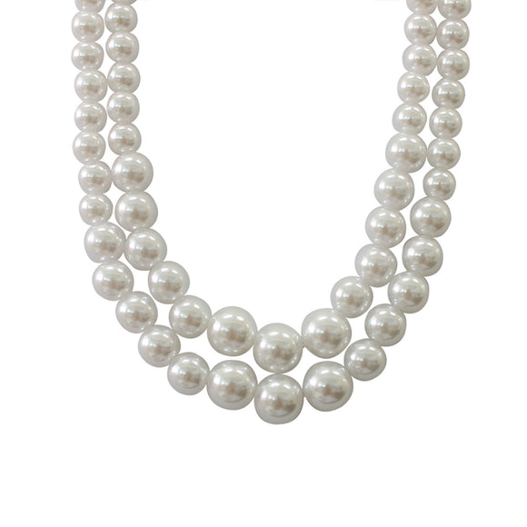 WHITE DOUBLE PEARL NECKLACE ( 18436 WHR )