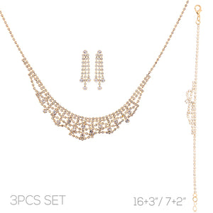 GOLD 3 PIECE NECKLACE SET ( 18602 CRG )