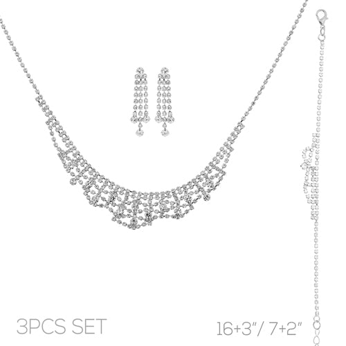 SILVER 3 PIECE NECKLACE SET ( 18602 CRS )