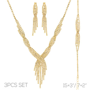 3 PIECE GOLD NECKLACE SET ( 18617 CRG )