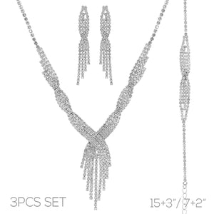 3 PIECE SILVER NECKLACE SET ( 18617 CRS )