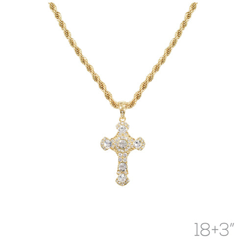 GOLD CROSS PENDANT NECKLACE ( 18646 CRG )