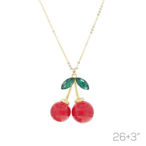 Gold Necklace Cherry Pendant ( 18708 LSIG )